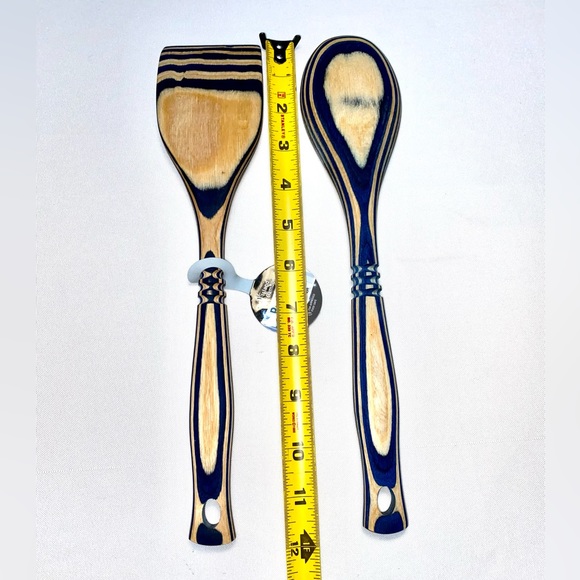 Spoon ISLAND BAMBOO Blue Pakka Spoon Blue Spatula set of 2 - Picture 4 of 5